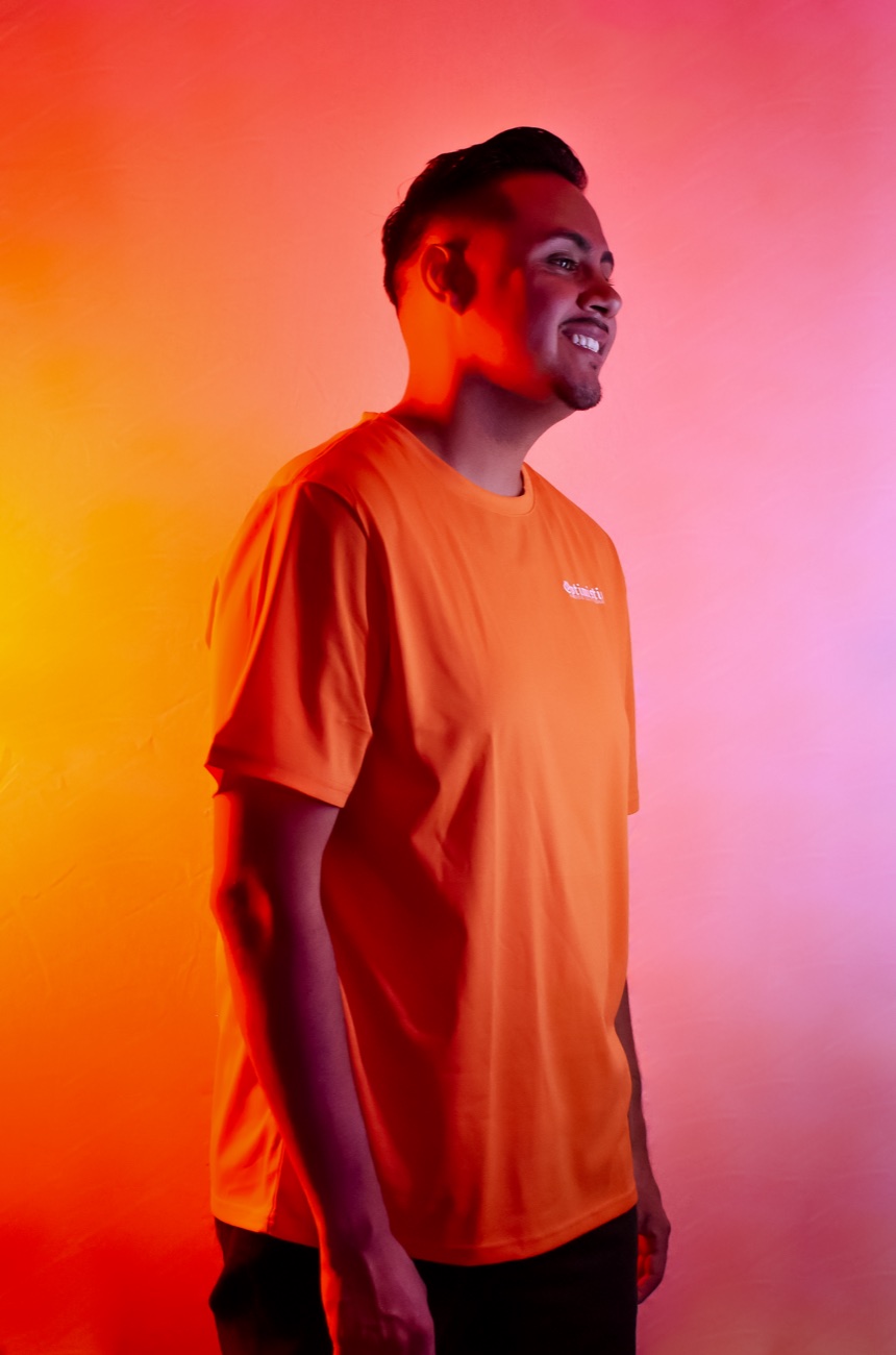 Los XL smiling during his studio portrait session